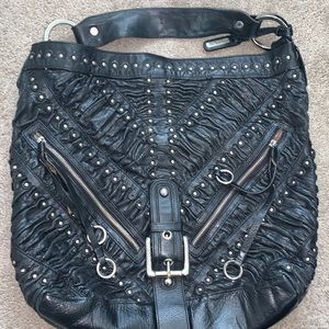 Black Leather Shoulder Bag by Isabella Fiore